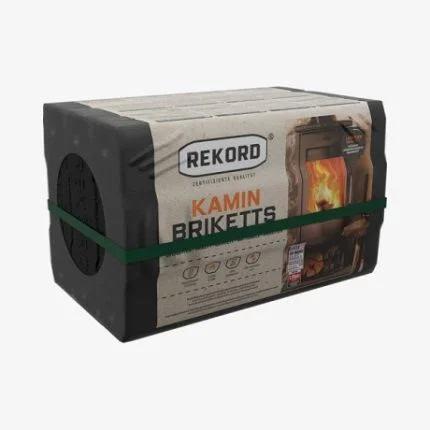 REKORD Braunkohlebriketts – 90er Pack (10 kg je Packung) auf einer Europalette